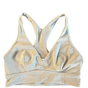 Running Bare Cream & White Sports Bra with Racerback Design Size 6-8